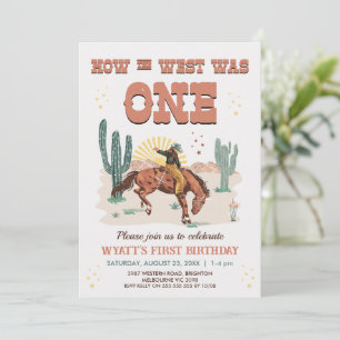 Rustic Brown Western How West Was One 1st Birthday Invitation