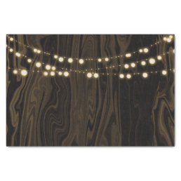 Rustic Brown Whimsical Wood String Lights Wedding Tissue Paper