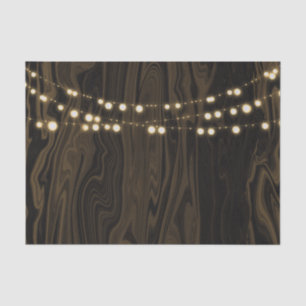 Rustic Brown Whimsical Wood String Lights Wedding Tissue Paper