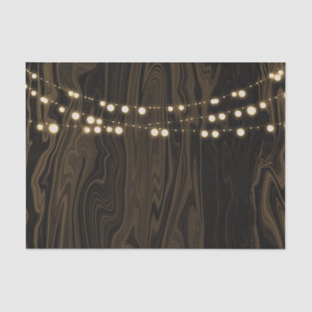 Rustic Brown Whimsical Wood String Lights Wedding Tissue Paper (Front)
