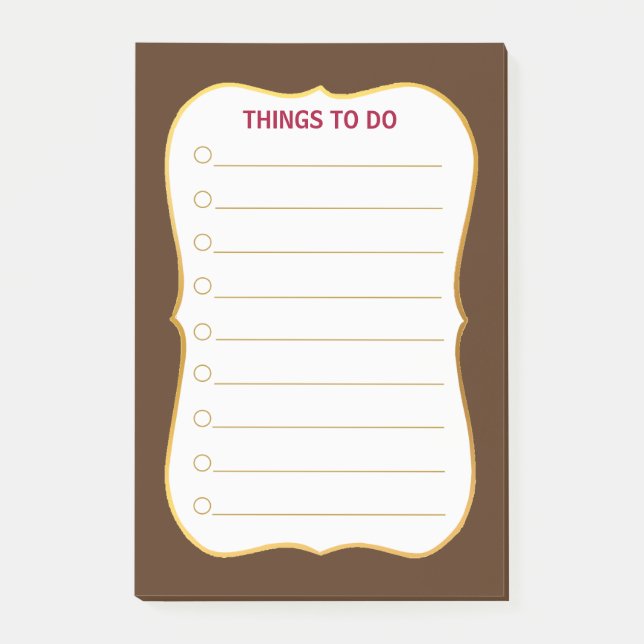 Rustic Brown & White Things To Do Post-it Notes (Front)