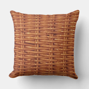 Rustic Brown Wicker Basket Country Style Funny Outdoor Pillow