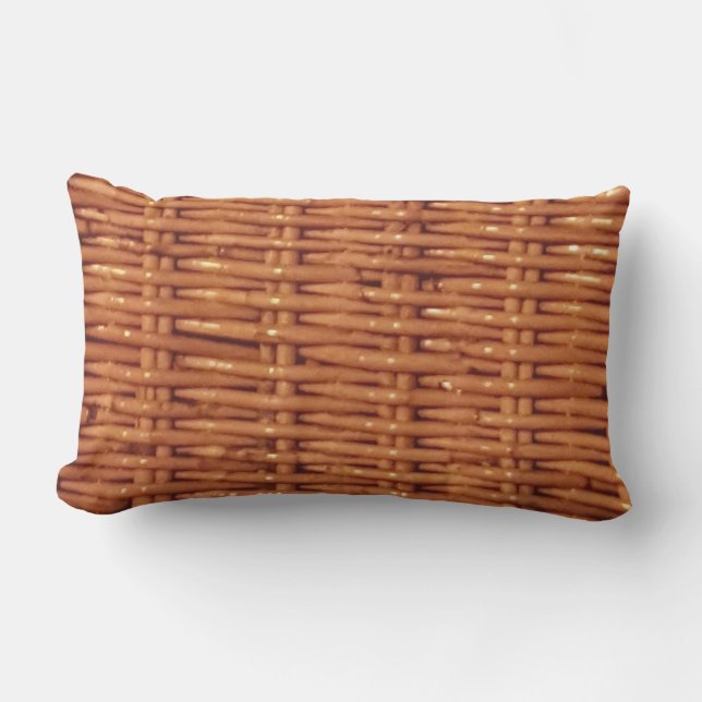 Rustic Brown Wicker Basket Country Style Funny Outdoor Pillow (Front)