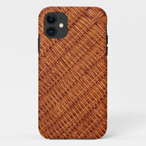 Rustic Brown Wicker Picnic Basket Country Style iPhone 11 Case