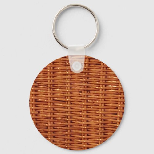 Rustic Brown Wicker Picnic Basket Country Style Keychain