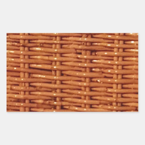 Rustic Brown Wicker Picnic Basket Country Style Rectangular Sticker