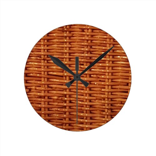 Rustic Brown Wicker Picnic Basket Country Style Round Clock Rustic Brown Wicker Picnic Basket Country Style Round Clock