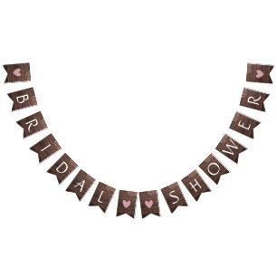 Rustic Brown Wood Bridal Shower Decor Banner