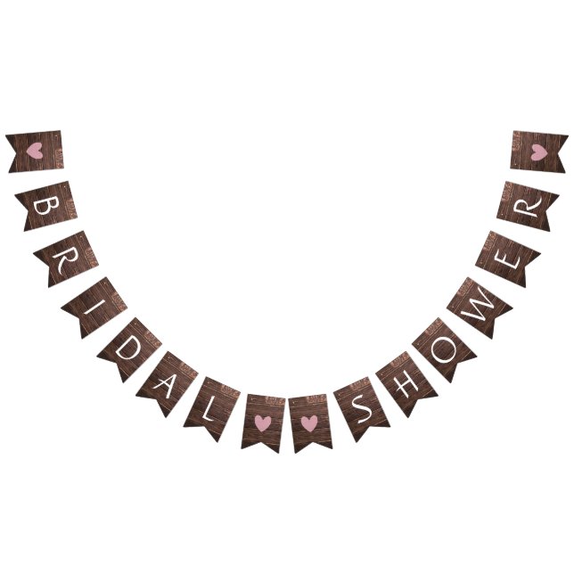 Rustic Brown Wood Bridal Shower Decor Banner (All)