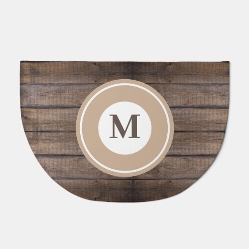 Rustic Brown Wood Family Monogram Doormat