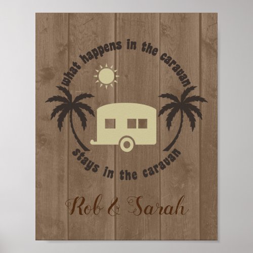 Rustic Brown Wood Funny Camping Quote Poster