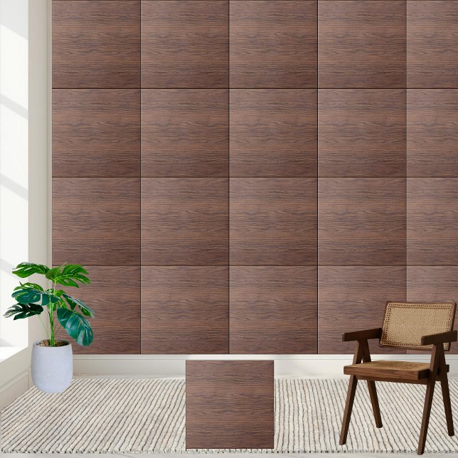 Rustic Brown Wood Grain -  Realistic Wooden Ceramic Tile (Rustic Brown Wood Grain - Realistic Wooden Ceramic Tile)