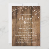 Rustic Brown Wood & Light Strings Rehearsal Dinner Invitation | Zazzle