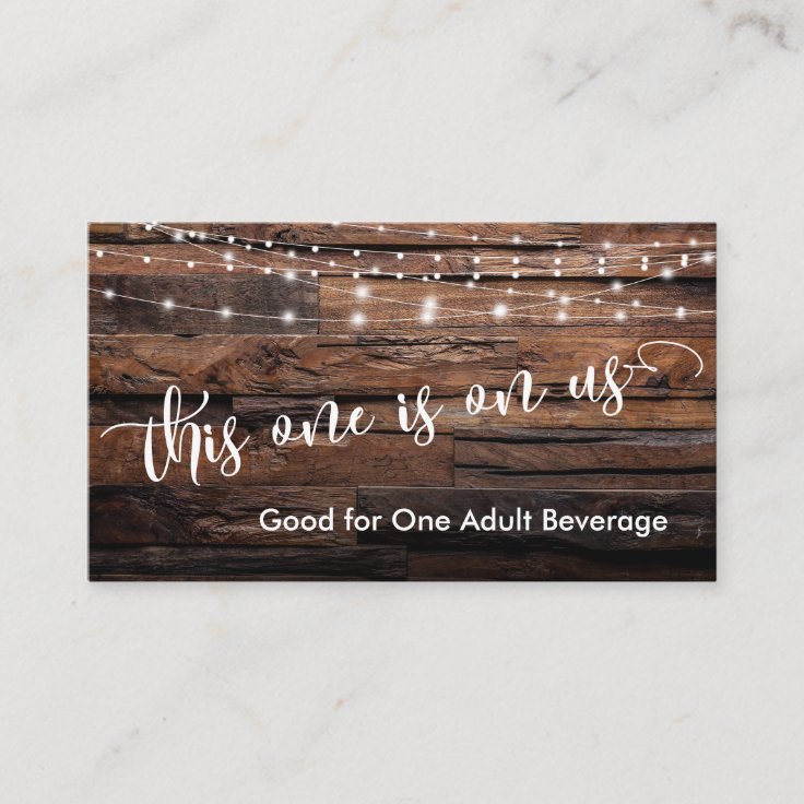 Rustic Brown Wood & Lights Drink Ticket Enclosures Enclosure Card Zazzle