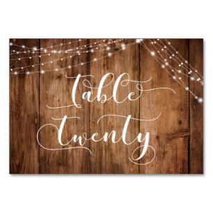 Rustic Brown Wood & Lights Table Twenty Card