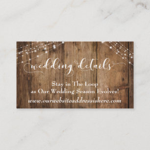 Rustic Brown Wood & Lights Wedding Details Enclosure Card