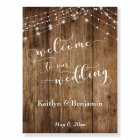 Rustic Brown Wood & Lights Wedding Welcome