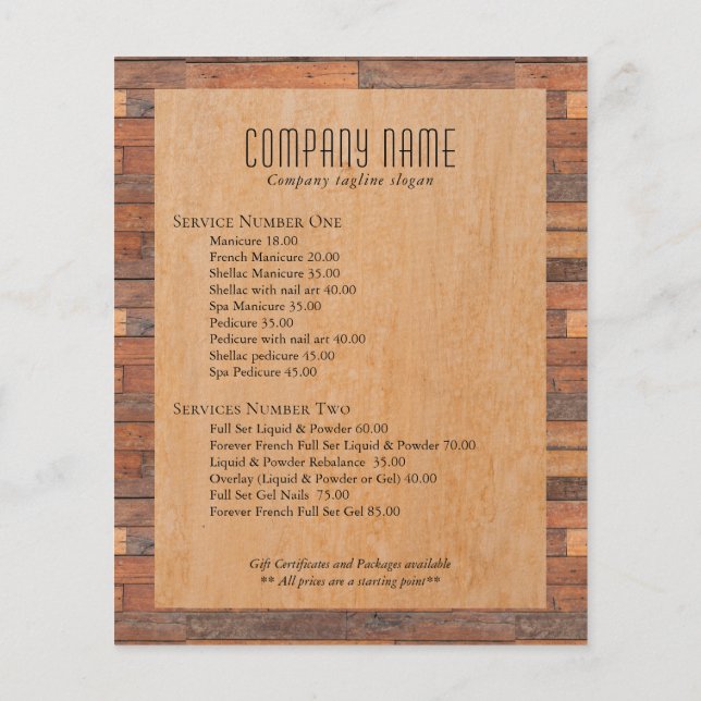 Rustic brown wood planks pattern flyer (Back)