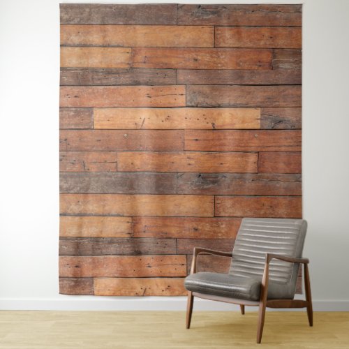 Rustic Brown Wood Planks Pattern Tapestry