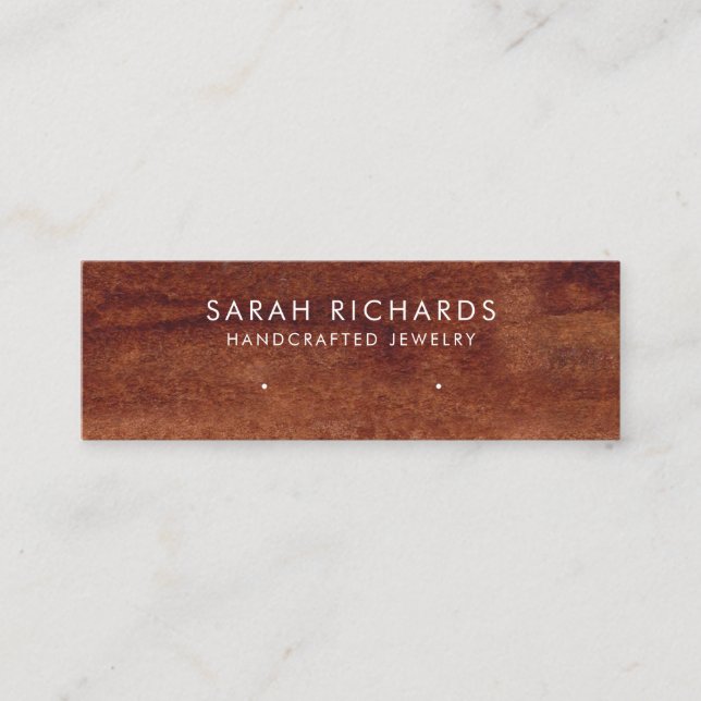 Rustic Brown Wood Print Jewelry Earring Display Mini Business Card (Front)
