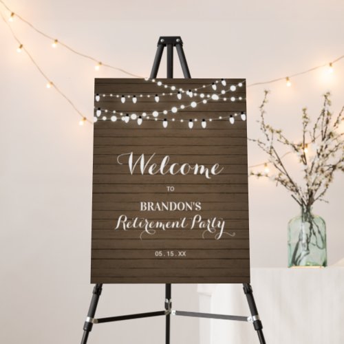 Rustic Brown Wood Retirement Party Welcome Sign