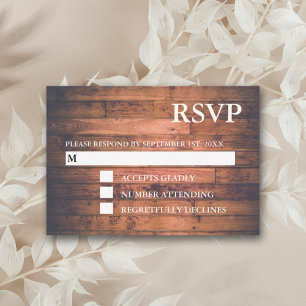 Rustic Brown Wood String Lights   RSVP Cards