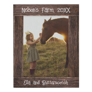 Rustic Brown Wood Text Editable Faux Photo Frame Canvas Print