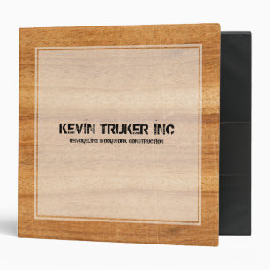 Rustic Brown Wood Texture White Frame 3 Ring Binder
