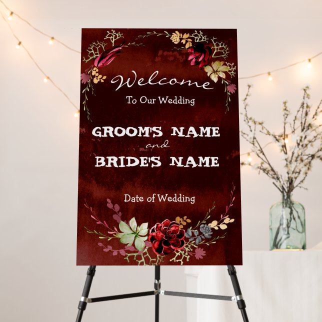 Rustic Brown Wood Wedding Engagement Welcome Sign (In Situ (Stand))