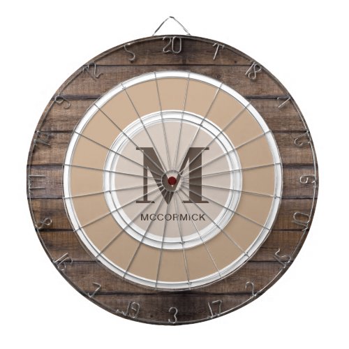 Rustic BrownWood Family Name Dart Board