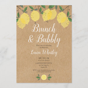 Rustic Brunch and Bubbly Lemon Bridal Shower Invitation