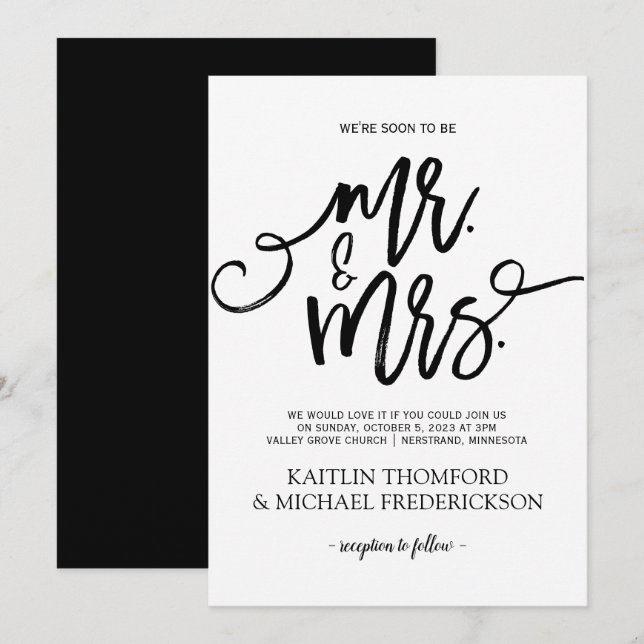 Rustic Brush Calligraphy Invitation | Black (Front/Back)