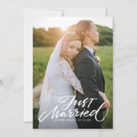 Rustic Brush Lettering Just Married Overlay Photo