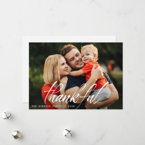 rustic brush lettering thanksgiving  holiday card