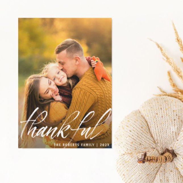 rustic brush script happy thanksgiving holiday card (Creator Uploaded)