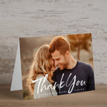Rustic Brush Script | Wedding Thank You Card by PaperDahlia at Zazzle