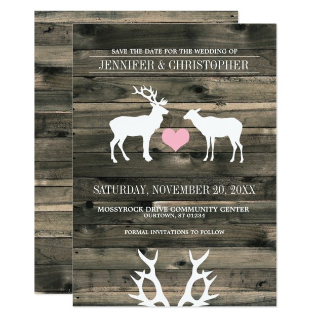 Rustic Buck And Doe Save The Date Announcements