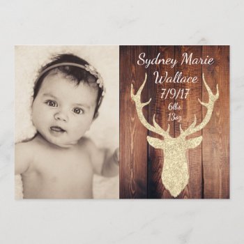 Rustic Buck Doe Baby Arrival Announcement Card by theMRSingLink at Zazzle