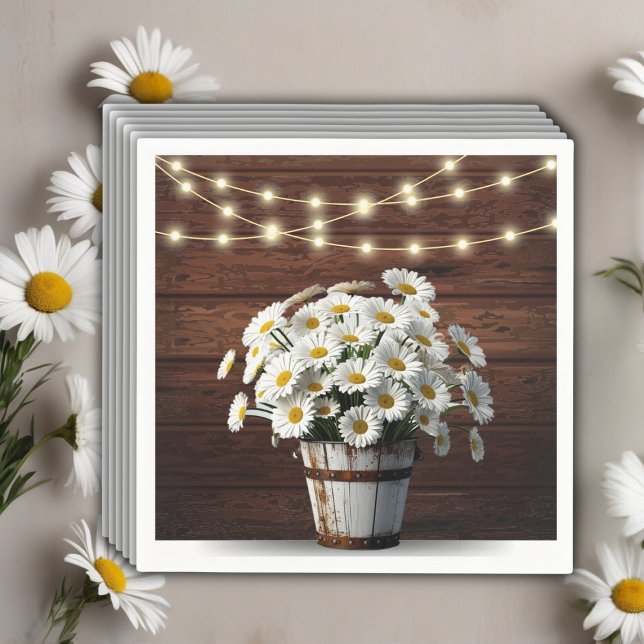 Rustic Bucket Daisy in Bloom Baby Shower Napkins (Creator Uploaded)