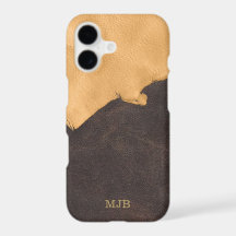 Rustic Buckskin Leather Monogram Men's