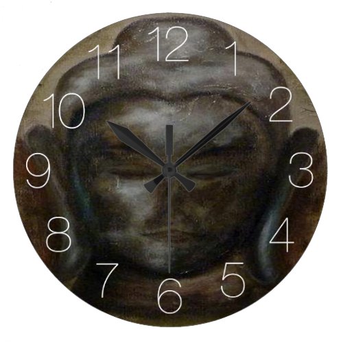 Rustic Buddha face Large Clock
