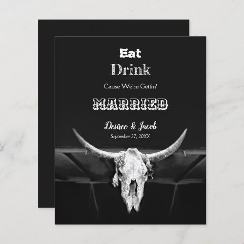 Rustic Budget Black Eat Drink Married Bull Skull