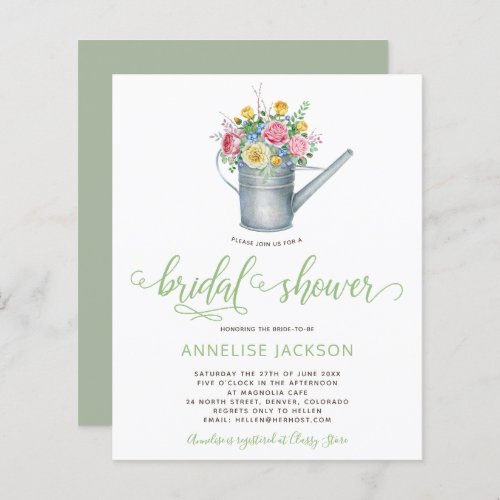 Rustic BUDGET chic floral bridal shower invitation