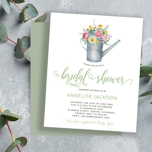 Rustic BUDGET chic floral bridal shower invitation