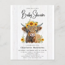 Rustic Budget Floral Cow Bridal Shower Invitation  Flyer