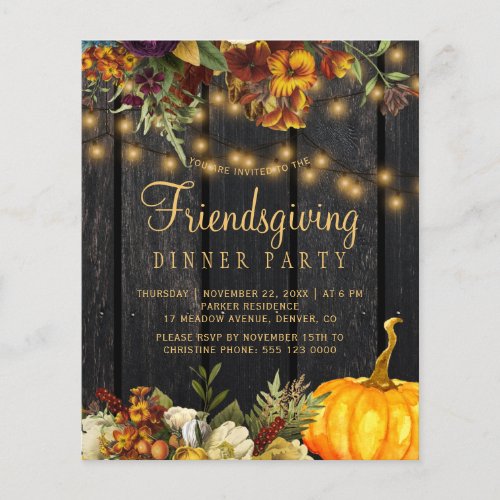 Rustic budget friendsgiving party invitation flyer