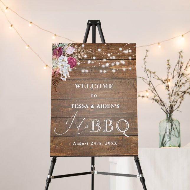 Rustic Budget I Do BBQ Welcome Sign (In Situ (Stand))