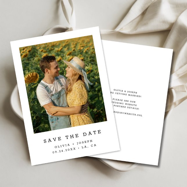 Rustic Budget Romantic Wedding Sunflower Photo Save The Date (Creator Uploaded)