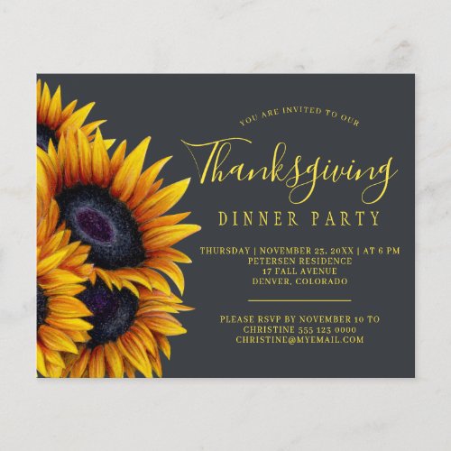 Rustic budget Thanksgiving dinner party Invitation