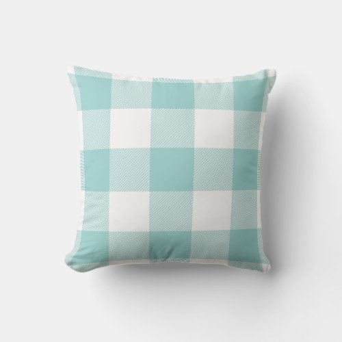 Rustic Buffalo Check Pattern Pastel Aqua Throw Pillow